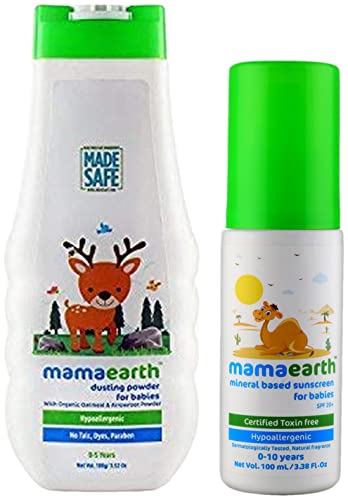 Image of Mamaearth Mineral Based Sunscreen (100 ml) & Mamaearth dusting Powder with Organic Oatmeal & Arrowroot Powder 150g