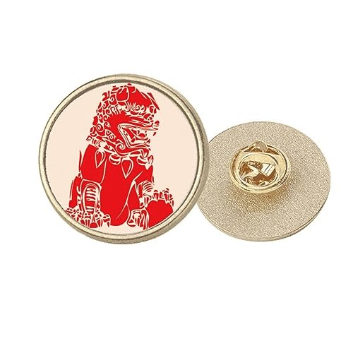 Broche lion rouge en métal doré idéale sur une veste lors de vos soirées