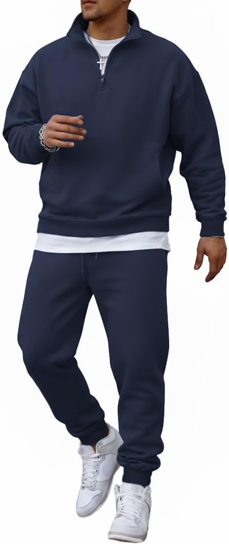 COOFANDY 2 Piece Set for Men Casual 1/4 Zip Track Suits Set Long Sleeve Quarter Pullover Jogging Suits 2025 Fashion Outfits