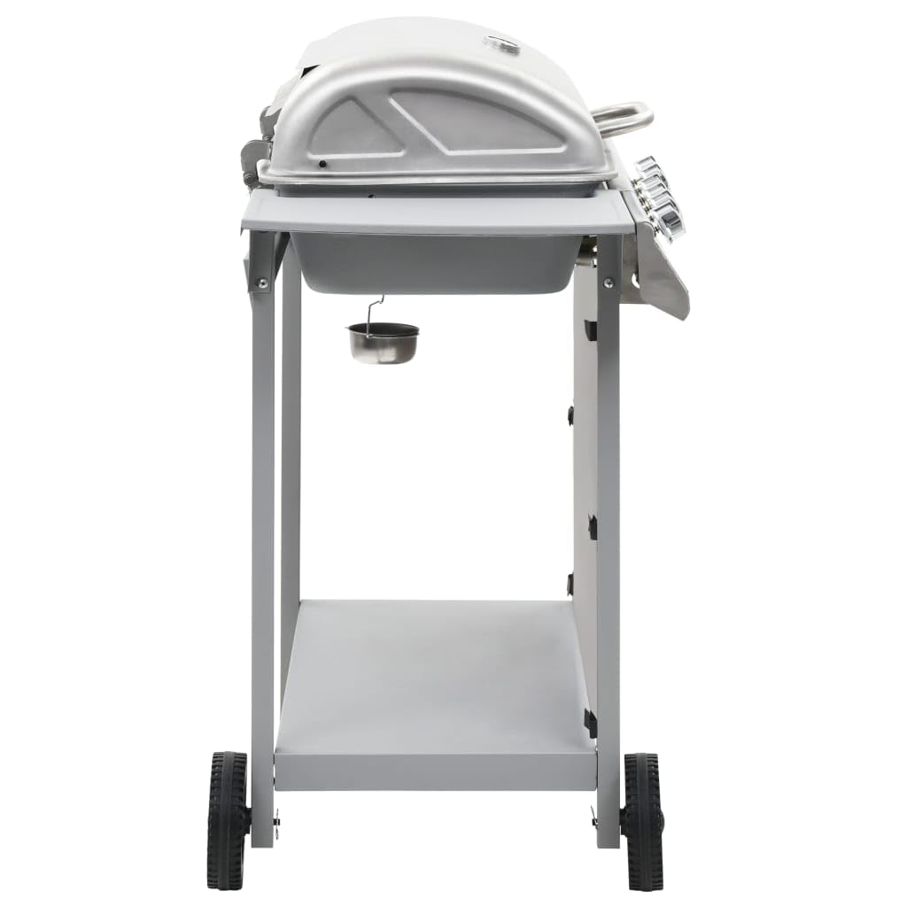 Gasgrill mit 6 Flammen Edelstahl, Garten Grillstation mit Thermometer, Seitenablagen und Fettauffangwanne, 12 kW Leistung