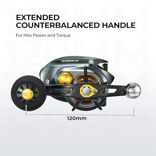 Image of Piscifun Alinox 400 Baitcaster Fishing Reel, 38Lbs Max Drag Aluminum Alloy Frame Baitcasting Reel, Available in 6.6:1 /8.1:1 Gear Ratio, Freshwater and Saltwater Low Profile Casting Reel for Musky