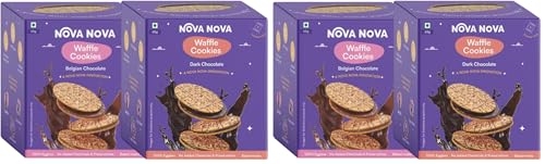 Image of NOVANOVA Assorted Belgian & Dark Chocolate Waffle Cookies - Box Of 12 - Vegetarian, 100% Eggless | No Added Preservatives - 120 G (Pack of 2)