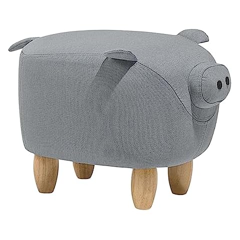 Beliani Pig Shaped Fabric Stool with Wood Legs Cover