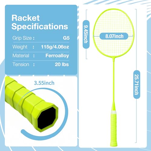 Image of AboveGenius Badminton Rackets Set, Lightweight Badminton Set Includ 4 /6 PCS Rackets, 6 Birdies, Outdoor Backyard Games, Racquets for Adults, Teens, Family Beginner
