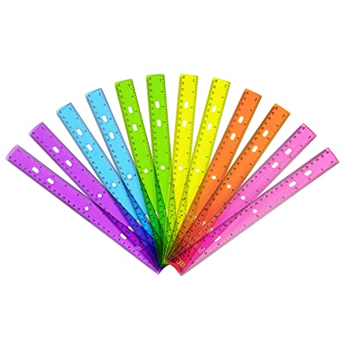 Snapklik.com : 12 Pack Color Transparent Ruler Plastic Rulers 12 Inch ...
