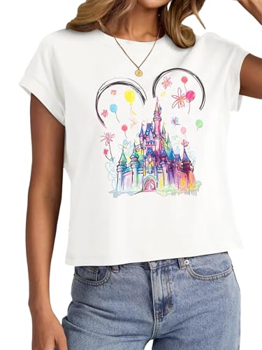 Image of Magical Shirt for Women Magic Kingdom Castle Tshirt Princess Shirts | Women Magical Shirts Castle Princess Graphic Tshirt Magic Kingdom Shirt Family Vacation Tee Casual Holiday Top