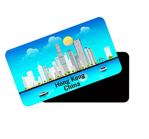 Image of dhcrafts Rectangular Rubber Fridge Magnet /Magnetic Card Blue China Hong Kong Design Pack of 1 (8.6cm x 5.4cm)