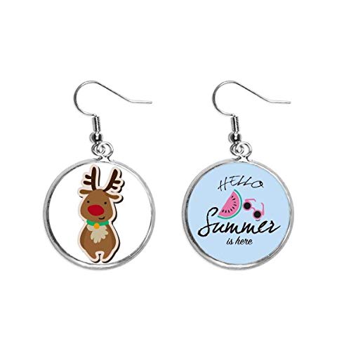 Pendientes de sandía Elk Cartoon para lóbulo de oreja mujer