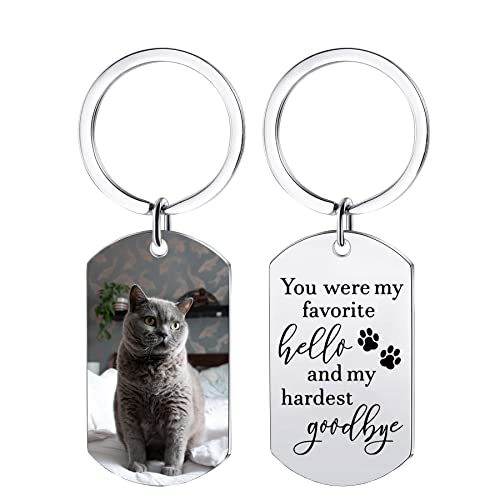 Funnylife Personalized Pet Memorial Keychain for Cats Stainless Steel Custom