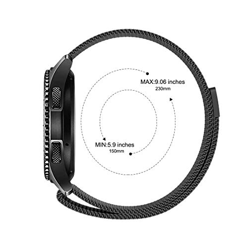 22Mm Stainless Steel Mesh Loop Bracelet Strap Compatible With Samsung Galaxy Watch 3 45Mm/Gear S3 Frontier/Classic Band, Replacement For Ticwatch Pro/Samsung Galaxy Watch 46Mm (1-Black) #TOP3