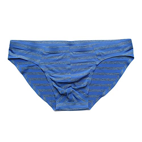 COMLIFE Men's Ice Silk Striped Traceless Underwear Low Risee Stretch Belt Briefs4