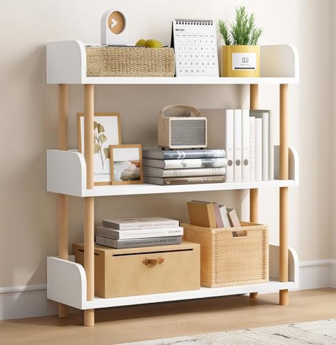 Consejos para Comprar Salas Pequeñas Baratas al mejor precio. 39 RWDSDWT Librero Blanco de 3 Niveles, Librero Organizador Minimalista de Madera, Bookshelf, Estante Organizador para Oficina, Sala de Estar, Estudio