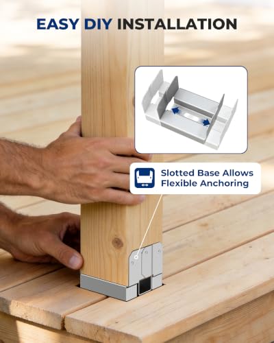 Image of 10 PCS 4x4 Galvanized Post Base Steel Inter 3.5x3.5 Wood to Concrete Adjustable Post Anchor with 1 inch Standoff for Deck Patio Gazebo Pergola