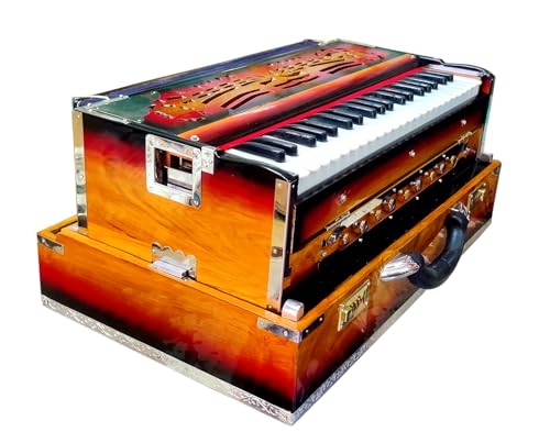 Harmonium, Maanvish Professional Harmonium Portable, Triple Reeds, 3 1/2 Octaves, 9 stops,4 Extra Notes, Padded Bag