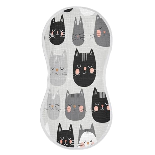 Cartoon Cat Burp Cloths Cotton Baby Washcloths,Large 22x11in Burping Cloth Absorbent and Soft for Newborn Baby Boys and Girls,1 Pack