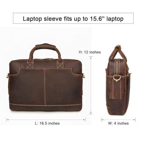 Image of Augus Leather Briefcase Laptop for Men Fits 16 Inch Laptop
