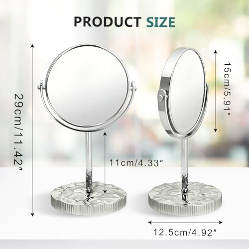 Espejo de maquillaje doble cara redondo con base cromada miniatura 2