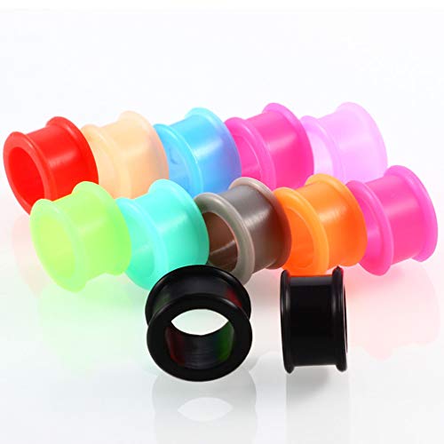 12Pairs Silicone Tunnels Ear Gauges Kit 6G-22mm Double Flared Saddle Expander for Women Men Body Piercing Jewelry Gauge3