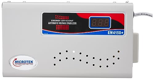 Microtek EM 4150+ Automatic Air Conditioners (A.C.) Voltage Stabilizer Upto 1.5 Ton Working Power 150V-280V(Metalic Grey) with 3 Year Warranty