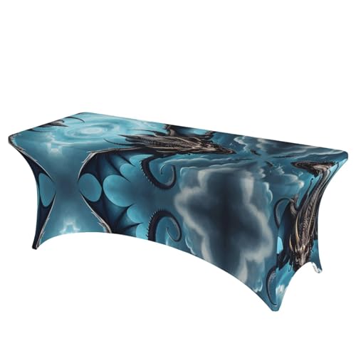 Nappe dragon volant anti-glisse pour table 1,8 m avec fixations d'angles intégrées - 2