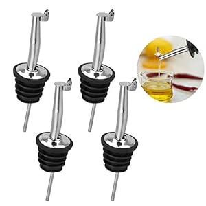 Lynlon Flaschenausgießer mit Klappe | Ausgießer [ 4 Pack ] Edelstahl 304 für Wein Schnaps Olivenöl Kaffee Sirup Essig…