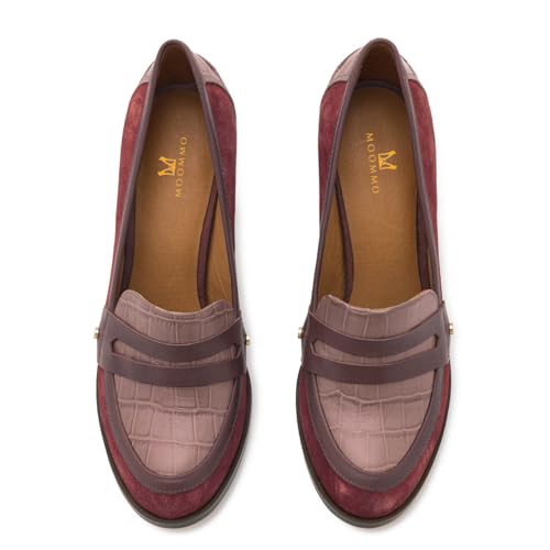 Image of MOOMMO Women Chunky Block Heel Pumps Closed Round Toe Slip On Oxford Loafers Shoes High Heels Snakeskin Work Pump Suede Loafer for Office Ladies Classic Formal Business Professional Fall 4-13 M US