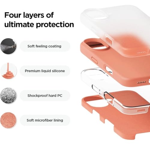 Image of Premium Liquid Silicone Case for iPhone 16 Plus - Slim Full Body Protective Back Cover with Soft Microfiber Lining, Anti-Slip Grip Scratch Resistant Phone Case (Orange)