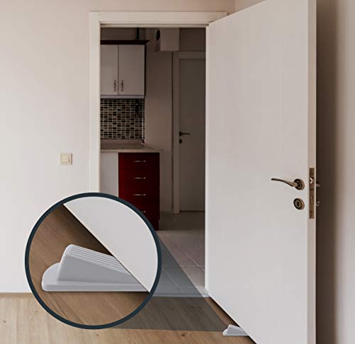 Home Premium Door Stoppers For Bottom Of Door, Rubber Door Stop Wedge (4 Pack, Gray) #TOP4