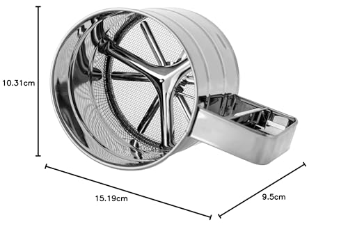 Foto von KADAX Mehlsieb, Handsieb aus Edelstahl, für Mehl und Puderzucker, Einhand Bestäubung und Bestreung, zum feinem Bemehlen, sichere, einfache Bedienung, 250g, silber