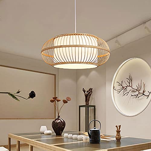 Suspension bambou naturel 40x22 cm lustre panier style japonais - 3