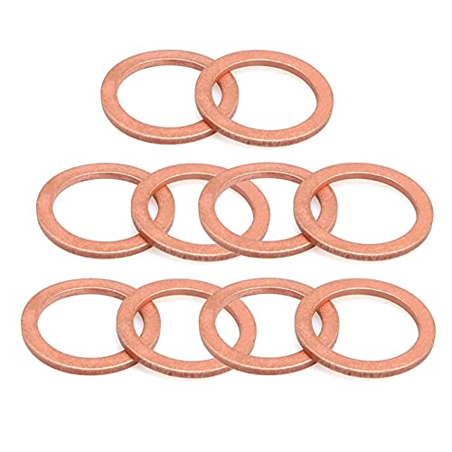 MHUI 20 Piezas De Arandela Plana De Cobre De 10 mm X 14 mm X 1 mm para Perno De Tornillo,M10*16 * 1.0(20pcs) Cover