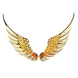 1 Pair Angel Wings Car Emblem Sticker, 3D Metal Stereo Hawk Eagle Wings, 4.92in*1.37*0.39in, Suitable for Most Car Models (Golden)