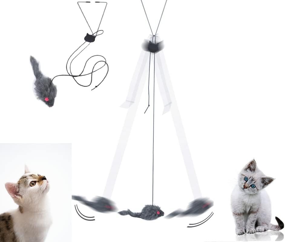 MEISO Cat Toy, Pack of 2 Interactive Cat Toy, Hanging Cat Toy for Door Frame, Cat Toy, Self-Employment Mouse, Door Hanging, Bouncing Mouse Toy, Dancer, Cat Toy