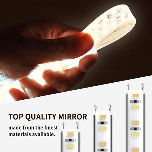 Image of windowera LED Mirror with Touch Sensor, 15 Inch x 18 Inch Wall Mount, 3 Light Effects Decorative Mirror