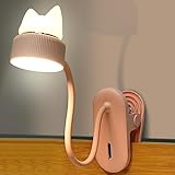 2 in 1 Leselampe Nachtlicht, 4000K 3 Stufige Einstellbar Klemmlampe Augenschonende Leselampe, 360° flexibler Halsgans Leseleuchte Bett, Warmes Licht Kätzchen Nachtlicht Klemmlampe Bett