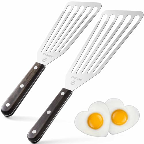 2 Pack Fish Spatula Stainless Steel,Flexible Metal Spatula Perfect for Flipping Eggs, Burgers and Baking, Durable Lightweight Kitchen Slotted Turner for Cooking & BBQ, Christmas gifts