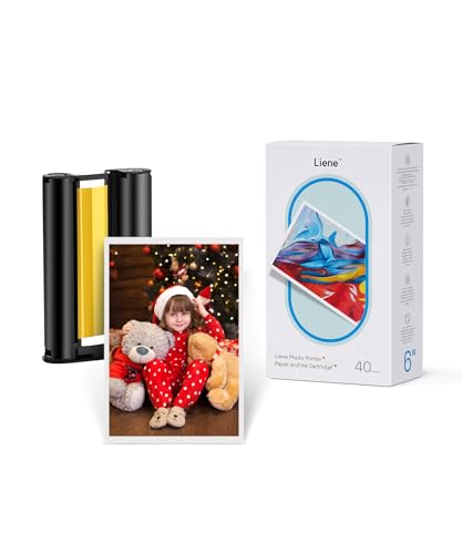 Image of Liene Amber M100 /M200 /M110 /M210 4x6'' Photo Printer Paper & Cartridge, 1 Cartridge Refill & 40 Photo Papers- 40 Pack Only for DHP512 /DHP513 /DHP514 /DHP515