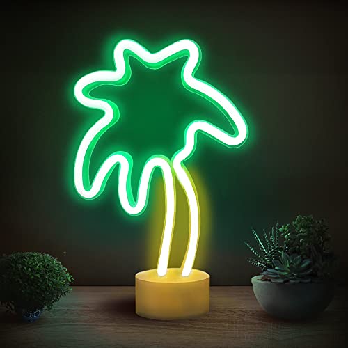 Lumoonosity Palm Tree Lights - Green & Yellow Palm Tree Neon Sign for Bedroom, Game Room...