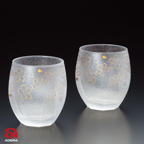 Aderia Whiskey Rock Glass Pair Gift Set Premium 11oz 12oz (Sakura)