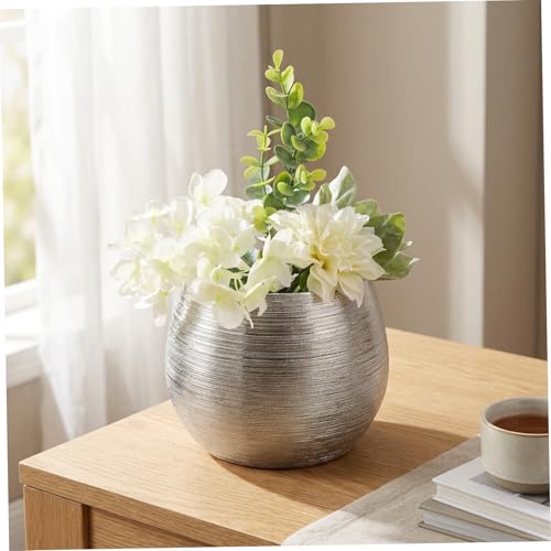 Cache-pot en céramique et pot de fleurs d'intérieur moderne argent - 6