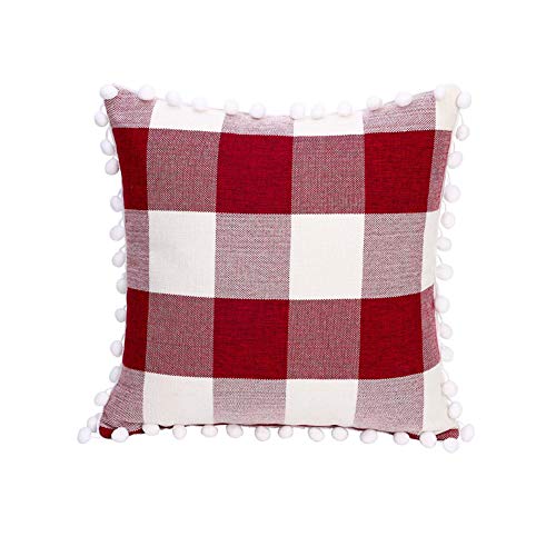 Meiosuns Coussin Taie d'oreiller Blanc Short-Staple Ball Sofa Set Carré Coussin Décoratif Literie OreillerProtecteur Housse d'oreiller Les Taies d'oreiller (Rouge + Blanc, 45x45cm) Cover