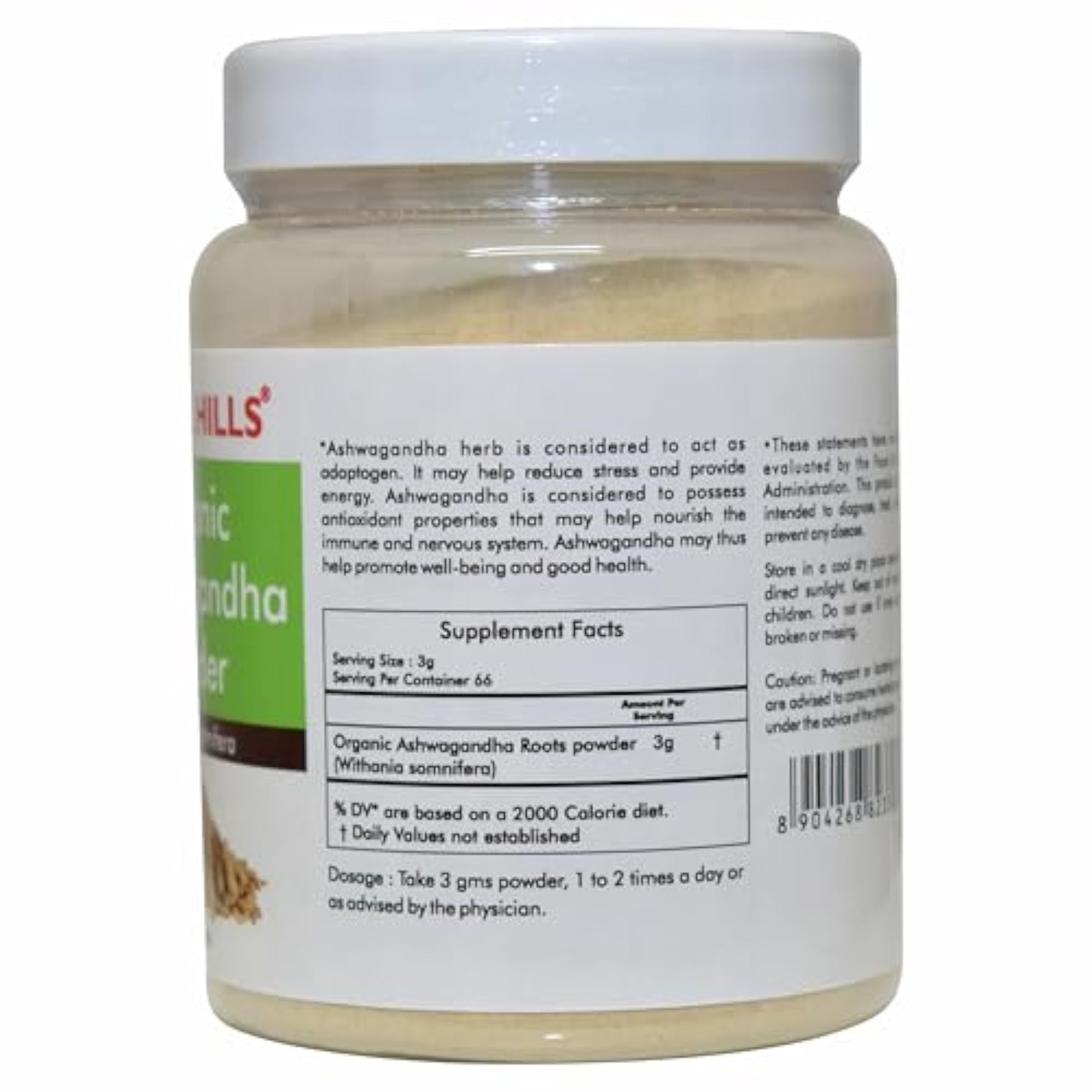 Herbal Hills Organic Ashwagandha Powder, 200 g