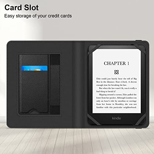 Fintie Universal Case For 6-7 Inch Tablet Ereader - Premium Pu Leather Sleeve Stand Cover With Card Slot & Hand Strap For 6", 6.8", 7" Kindle/Kobo/Nook/Tolino/Pocket Book E-Book Tablet, Black #TOP3