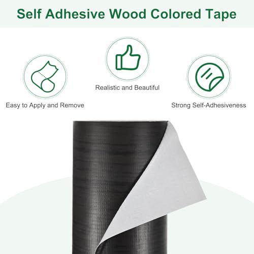 Image of M METERXITY 2-Roll Wood Grain Repair Tape, 2.24in x 15ft Textured Realistic Self-Adhesive Wood Floor Tape Contact Paper for Furniture /Floors /Home [Black]