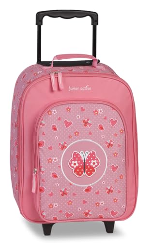 Noey & Lou Kinderkoffer Trolley Rucksack Brustbeutel Koffer Kinder Jungen Mädchen Fabrizio Weichgepäck (M1 Pink, M1)