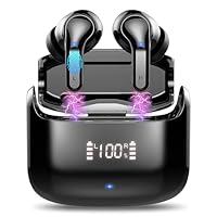 イヤホン bluetooth ワイヤレスイヤホン 【2025年 ENCノイズキャンセリング】Bluetooth5.4 自動ペアリング 接続瞬時 IPX7 防水 最大 40 時間再生 HIFI 音質 タッチ操作 LED ディスプレイ Type-C 急速充電 小型/軽量 マイク付き iPhone/Android/Pad 適用 スポーツ/WEB 会議/通勤/通学/音楽用 (ブラック)