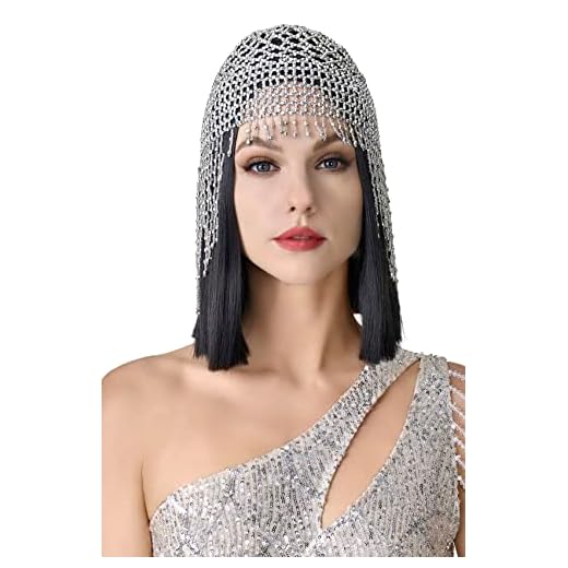 ArtiDeco 1920-tals pannband damer Gatsby-hårkedja magdans exotisk Cleopatra kostym accessoarer 20-talet flik blinkande hårband, silver, En Storlek