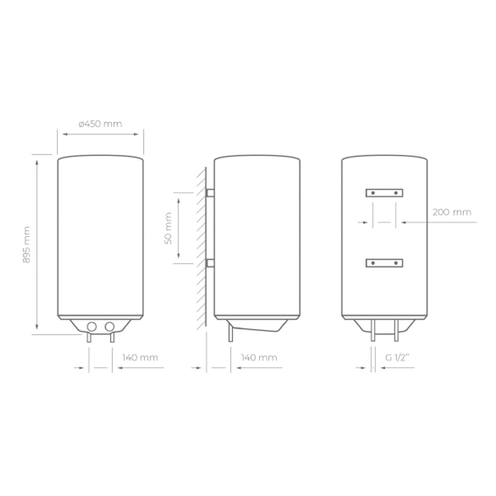 Svan Termo Eléctrico Vertical 92 Litros ST10000. Instalación Vertical, 1500W, Incluye Kit de Montaje, Resistencia de Acero inoxidable, Blanco, Eficiencia Energética Clase C