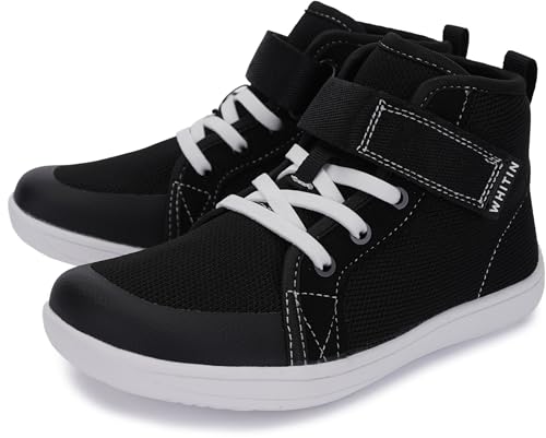 WHITIN Kids/Toddler Wide Barefoot Shoes | Girls/Boys Classic High Top Sneakers | Wide Foot Freedom | Natural Growth