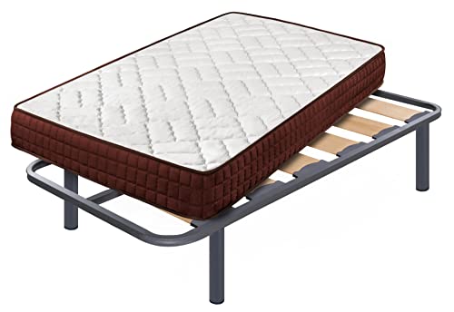 Cama express Colchón Viscosoft Ergos 13 + Somier Zeus con 4 Patas 25 cm, Medida : 105 x 190 cm